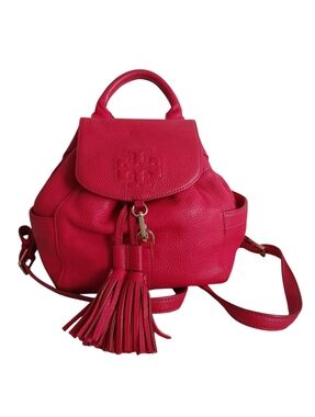 Tory Burch Fushia Pink Leather Small Thea Backpack